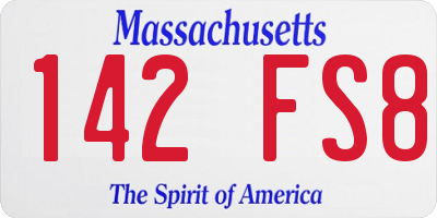 MA license plate 142FS8