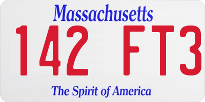 MA license plate 142FT3