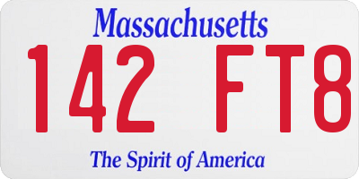 MA license plate 142FT8