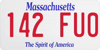MA license plate 142FU0