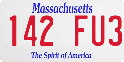 MA license plate 142FU3