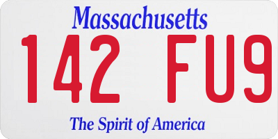 MA license plate 142FU9