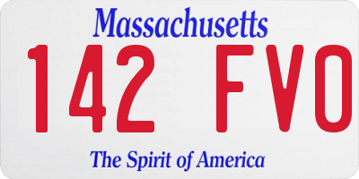 MA license plate 142FV0