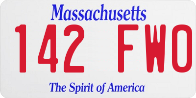MA license plate 142FW0