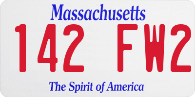 MA license plate 142FW2