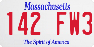 MA license plate 142FW3