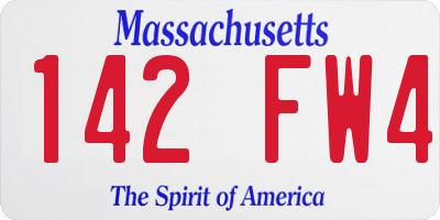 MA license plate 142FW4