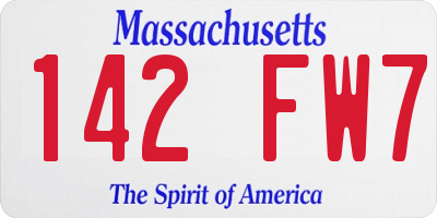 MA license plate 142FW7