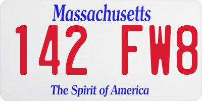 MA license plate 142FW8