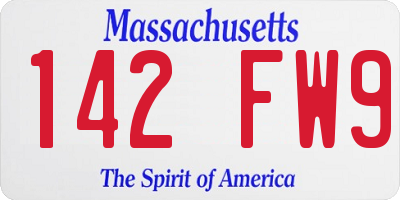 MA license plate 142FW9