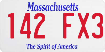 MA license plate 142FX3