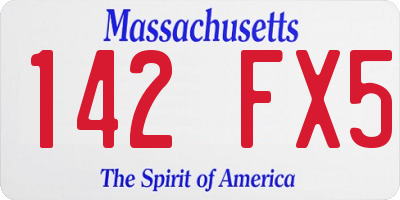 MA license plate 142FX5