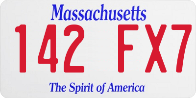 MA license plate 142FX7
