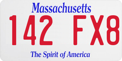 MA license plate 142FX8