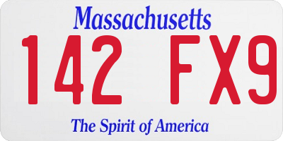 MA license plate 142FX9