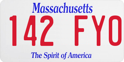 MA license plate 142FY0