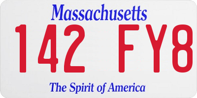 MA license plate 142FY8