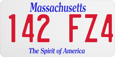 MA license plate 142FZ4