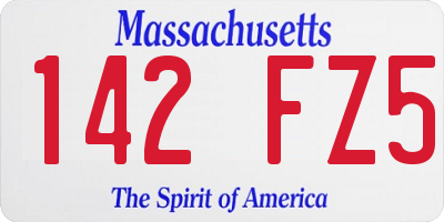 MA license plate 142FZ5