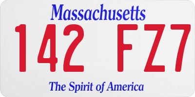 MA license plate 142FZ7