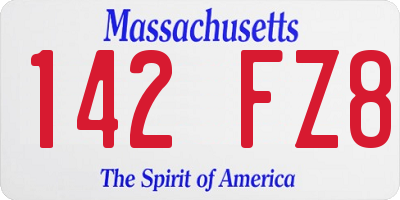 MA license plate 142FZ8