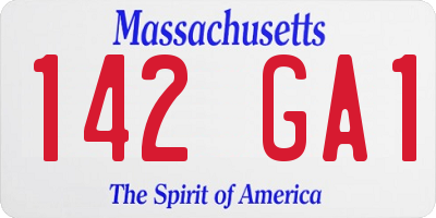 MA license plate 142GA1