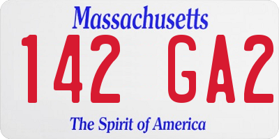MA license plate 142GA2