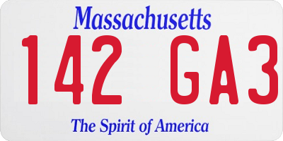 MA license plate 142GA3