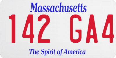 MA license plate 142GA4