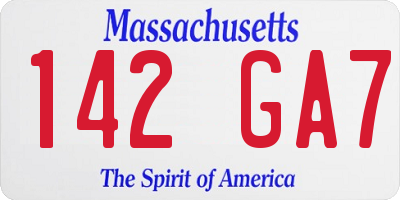 MA license plate 142GA7