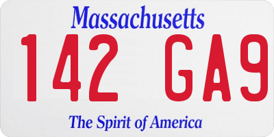 MA license plate 142GA9