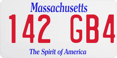 MA license plate 142GB4