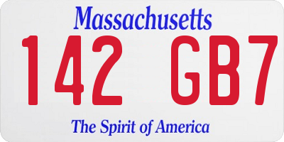 MA license plate 142GB7
