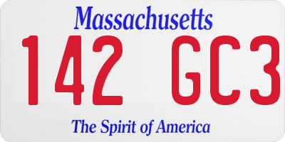 MA license plate 142GC3