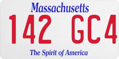 MA license plate 142GC4