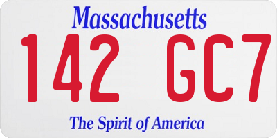 MA license plate 142GC7