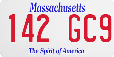 MA license plate 142GC9