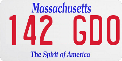 MA license plate 142GD0