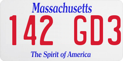 MA license plate 142GD3