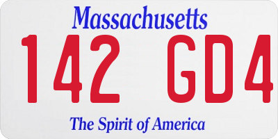 MA license plate 142GD4