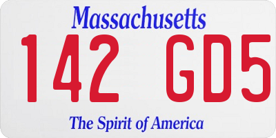 MA license plate 142GD5
