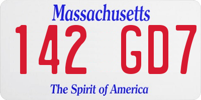 MA license plate 142GD7