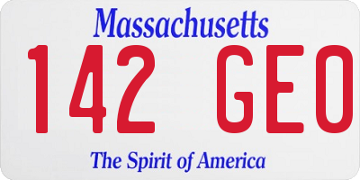MA license plate 142GE0