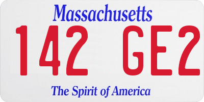 MA license plate 142GE2