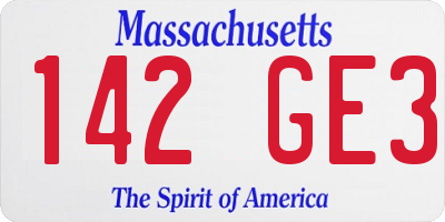 MA license plate 142GE3