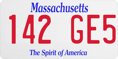 MA license plate 142GE5