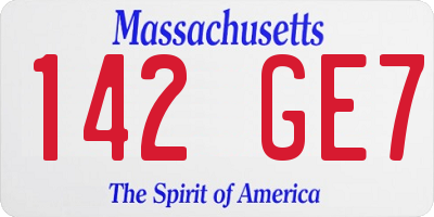 MA license plate 142GE7