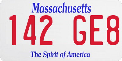 MA license plate 142GE8