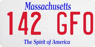 MA license plate 142GF0