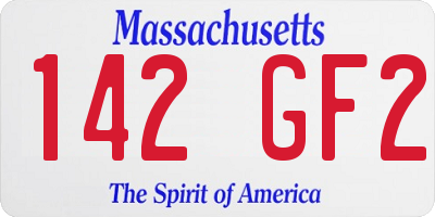 MA license plate 142GF2
